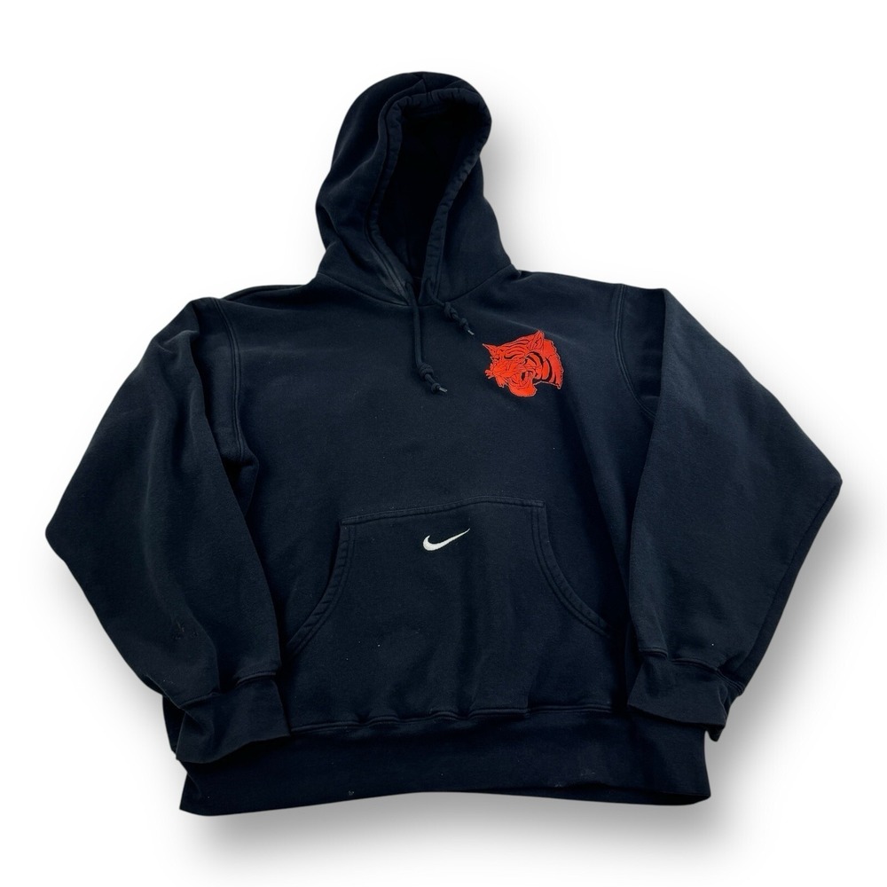Nike Team Medium Black Center Swoosh Cotton Polyester Tiger Sweatshirt Hoodie
